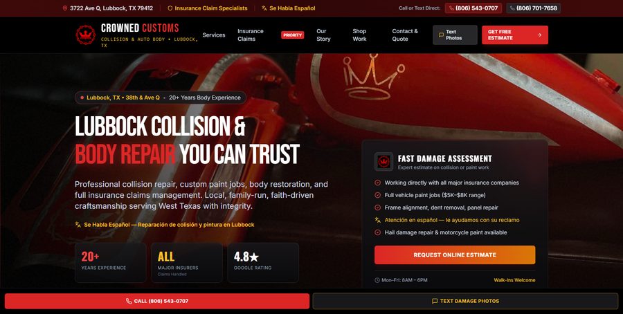 Crowned Customs LLC website