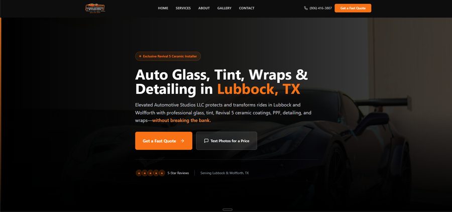 Elevated Automotive Studios website