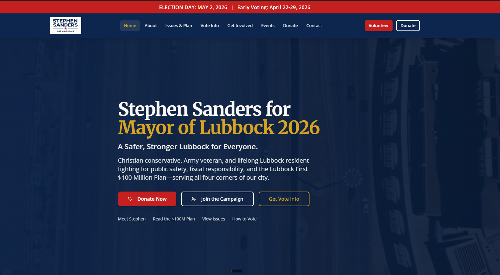 Stephen Sanders for Mayor campaign website